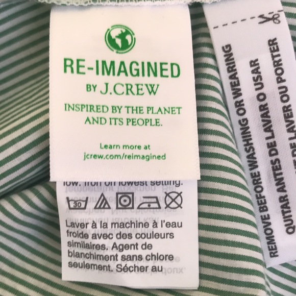 J Crew Ruffleneck Tuxedo Green Stripped Shirt - Picture 6 of 7